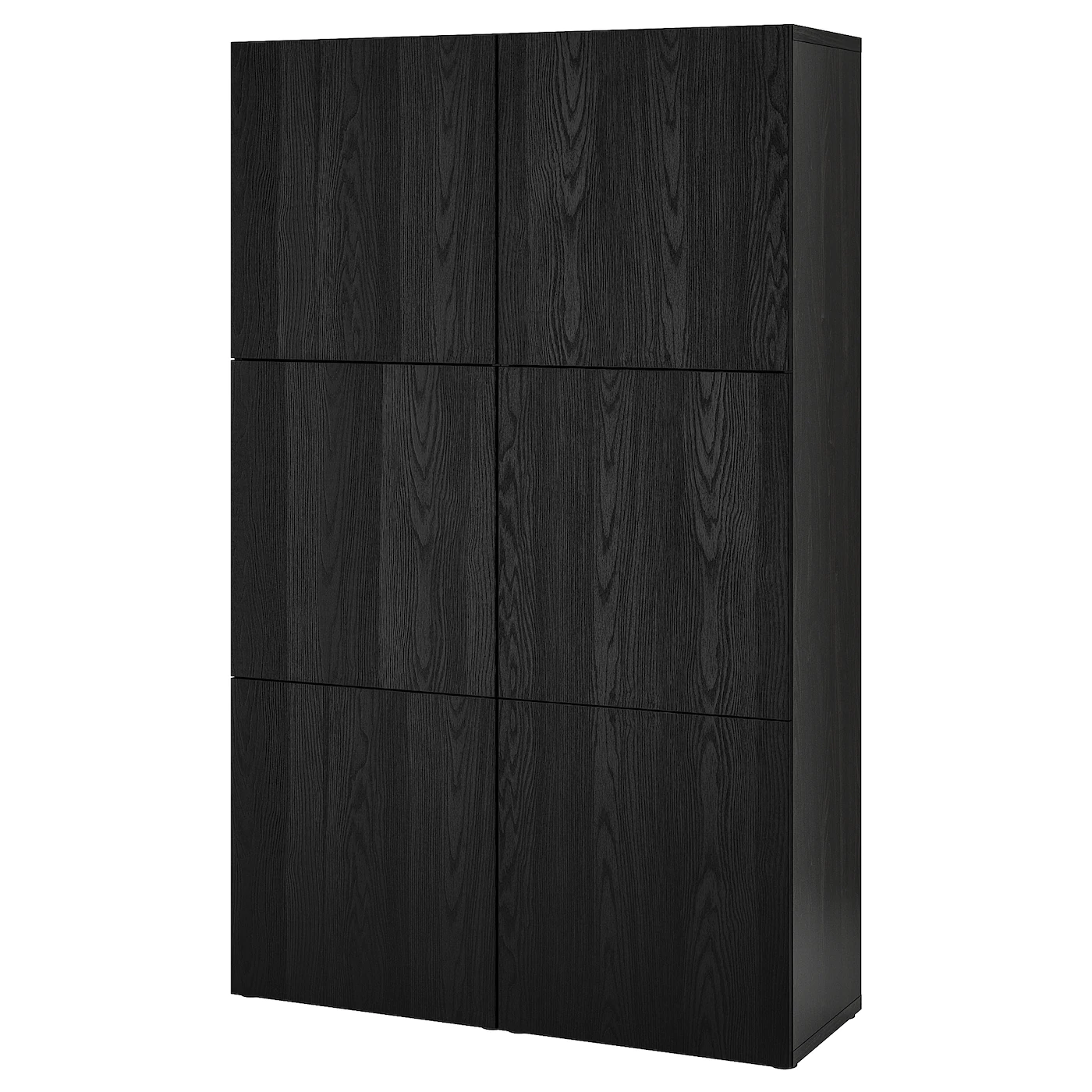 IKEA BESTÅ Storage Combination With Doors Blackbrown/Timmerviken Black 47 1/4x16 1/2x76 " Blackbrown/hedeviken Oak Veneer