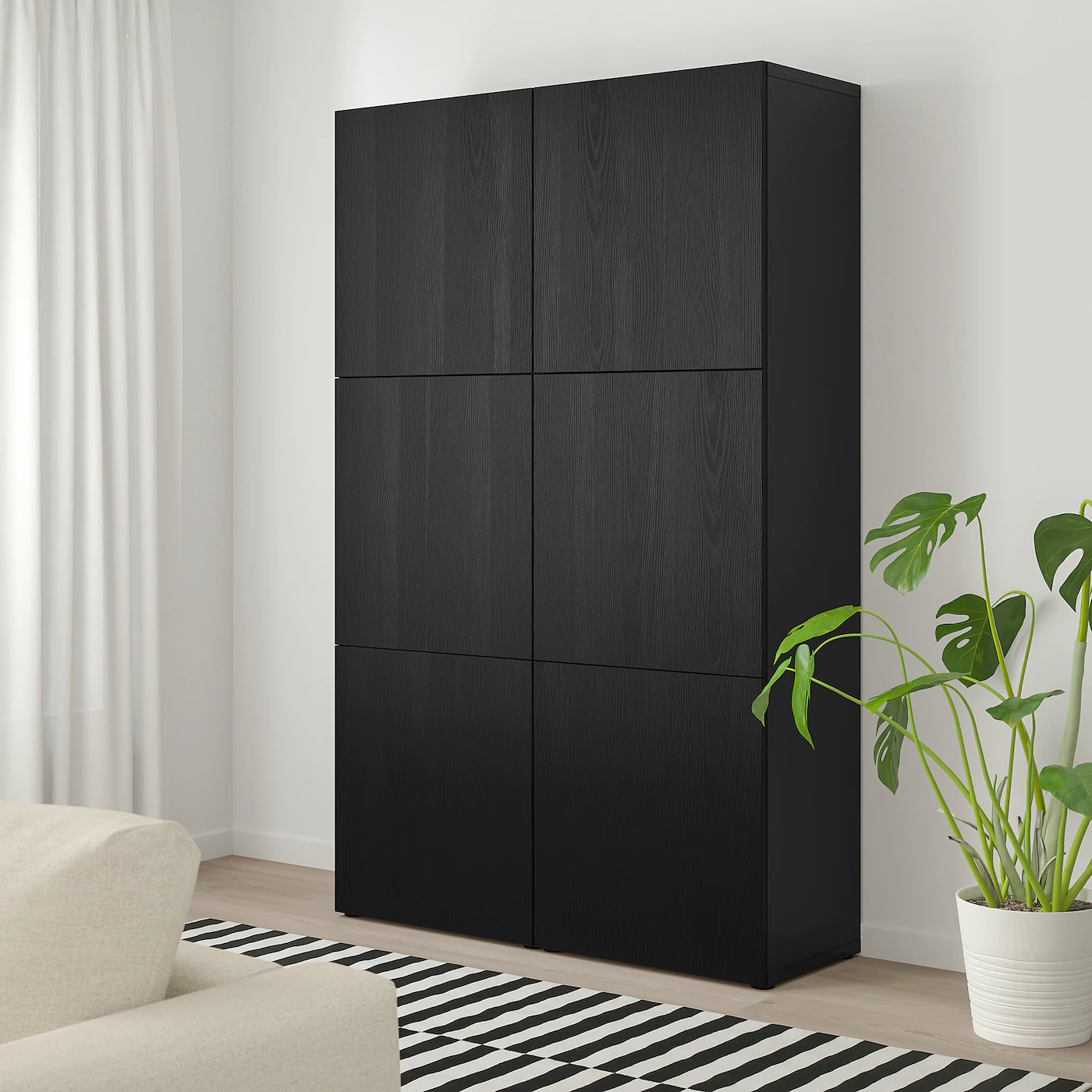 IKEA BESTÅ Storage Combination With Doors Blackbrown/Timmerviken Black 47 1/4x16 1/2x76 " Blackbrown/hedeviken Oak Veneer 8 IKEA BESTÅ Storage Combination With Doors Blackbrown/Timmerviken Black 47 1/4x16 1/2x76 " Blackbrown/hedeviken Oak Veneer - Image 6