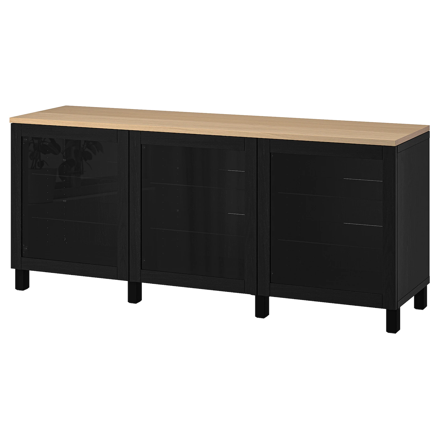 IKEA BESTÅ Storage Combination With Doors Black/Sindvik/Stubbarp Black 70 7/8x16 1/2x29 7/8 " Blackbrown/glassvik/stubbarp Black/clear Glass