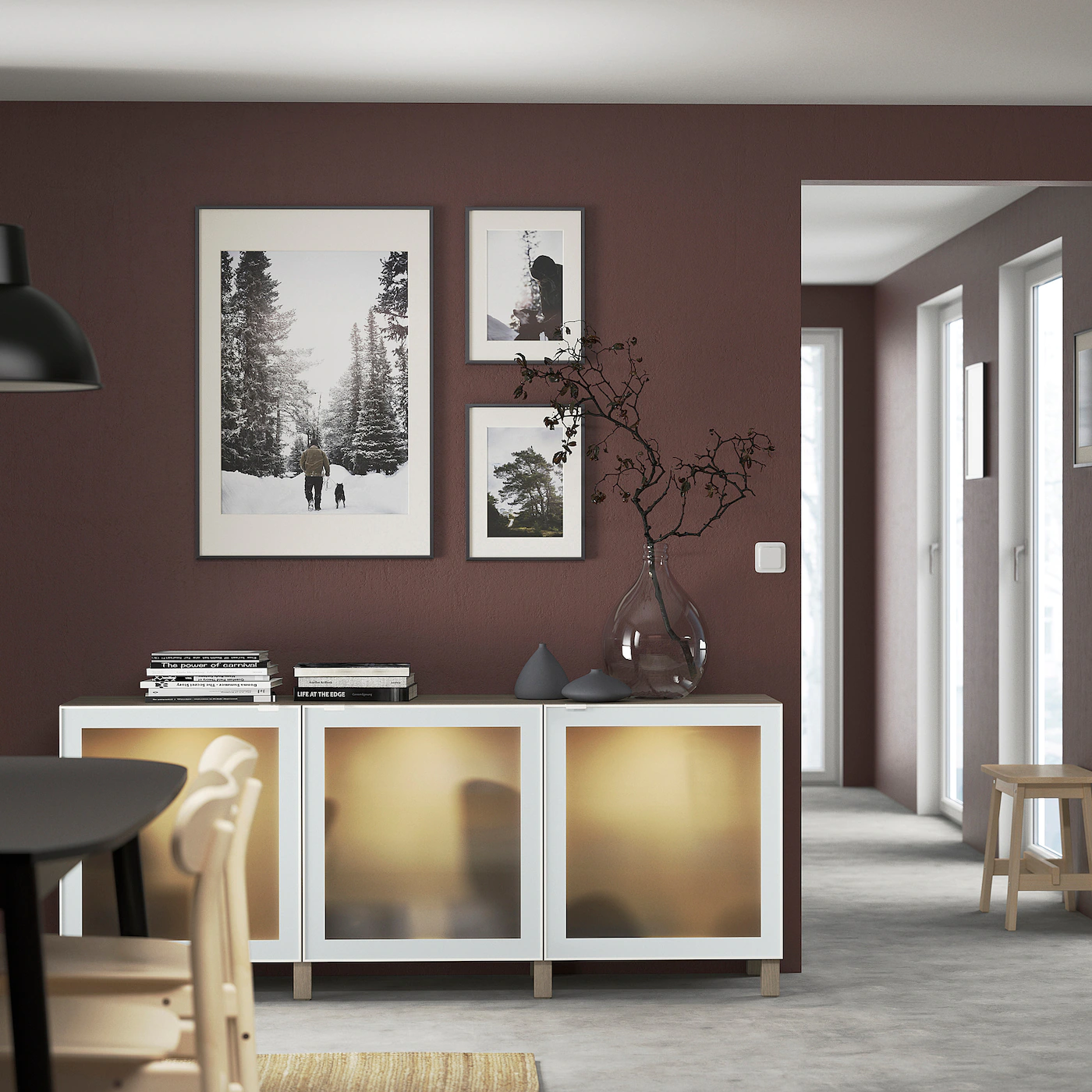 IKEA BESTÅ Storage Combination With Doors Walnut Effect Light Gray/Glassvik/Stubbarp White Frosted Glass 70 7/8x16 1/2x29 1/8 " Blackbrown Hedeviken/stubbarp/dark Brown Stained Oak Veneer 6 IKEA BESTÅ Storage Combination With Doors Walnut Effect Light Gray/Glassvik/Stubbarp White Frosted Glass 70 7/8x16 1/2x29 1/8 " Blackbrown Hedeviken/stubbarp/dark Brown Stained Oak Veneer - Image 4