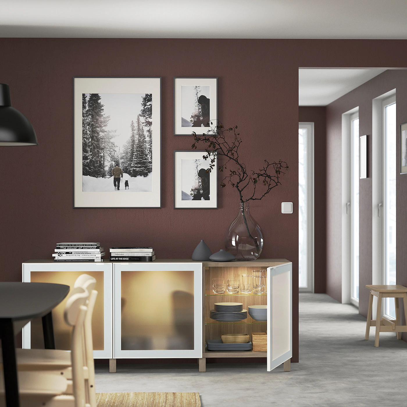 IKEA BESTÅ Storage Combination With Doors Walnut Effect Light Gray/Glassvik/Stubbarp White Frosted Glass 70 7/8x16 1/2x29 1/8 " Blackbrown Hedeviken/stubbarp/dark Brown Stained Oak Veneer 7 IKEA BESTÅ Storage Combination With Doors Walnut Effect Light Gray/Glassvik/Stubbarp White Frosted Glass 70 7/8x16 1/2x29 1/8 " Blackbrown Hedeviken/stubbarp/dark Brown Stained Oak Veneer - Image 5