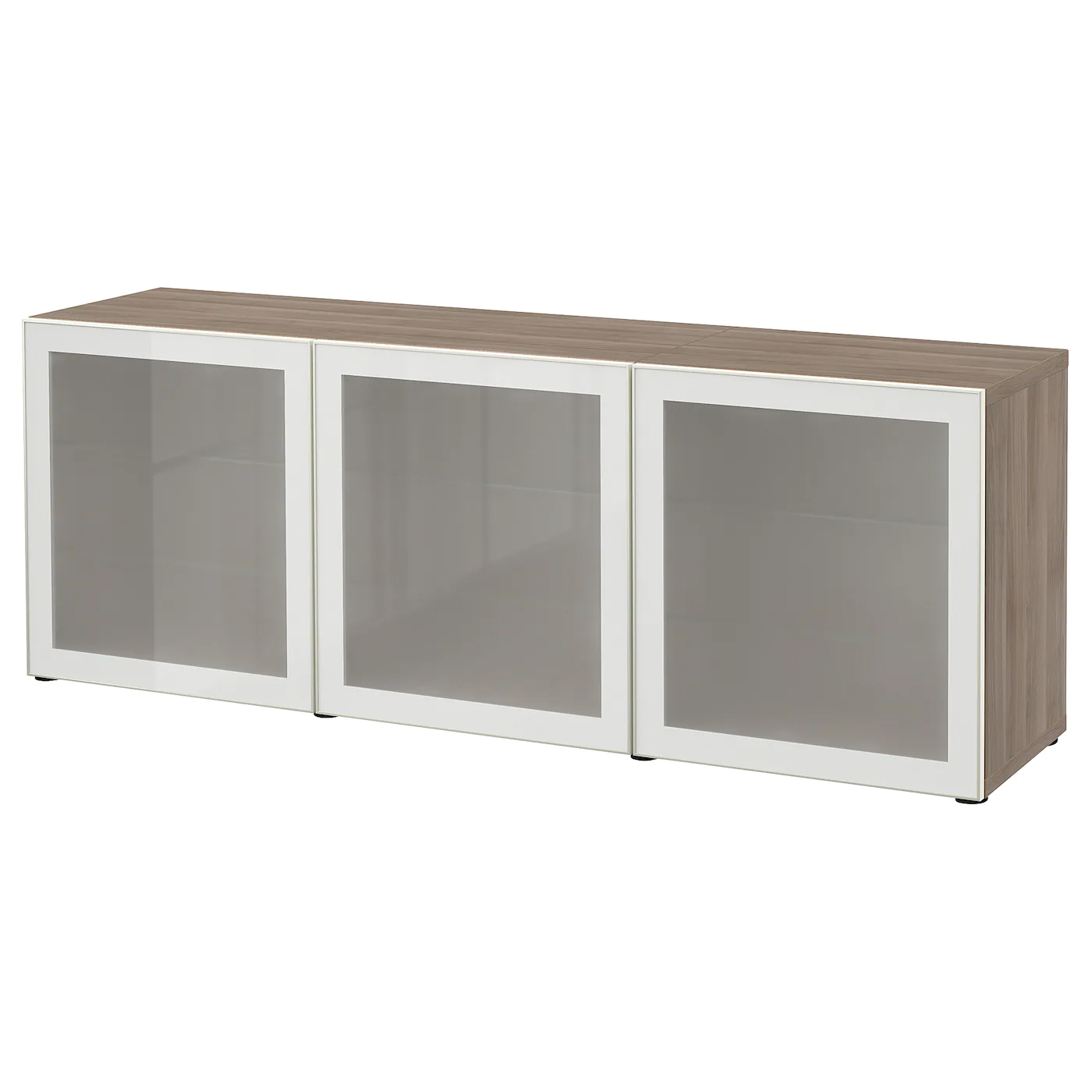 IKEA BESTÅ Storage Combination With Doors Walnut Effect Light Gray/Glassvik White Frosted Glass 70 7/8x16 1/2x25 5/8 " Blackbrown/hanviken Blackbrown