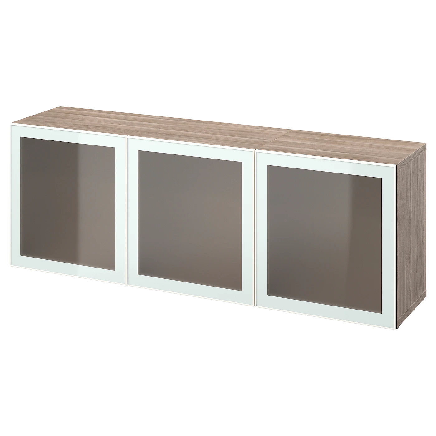 IKEA BESTÅ Storage Combination With Doors Walnut Effect Light Gray/Glassvik White Frosted Glass 70 7/8x16 1/2x25 5/8 " Blackbrown/lappviken Blackbrown