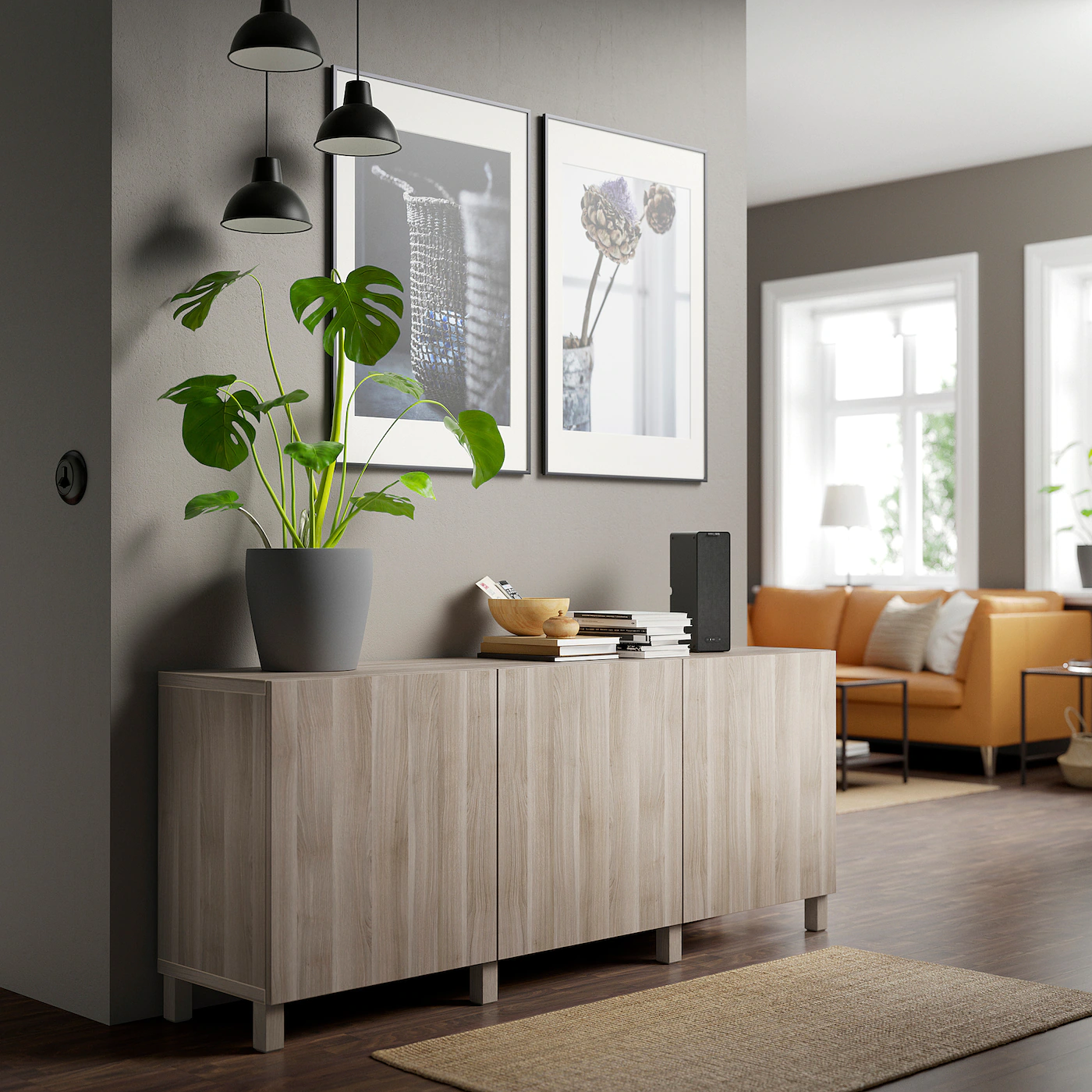 IKEA BESTÅ Storage Combination With Doors Walnut Effect Light Gray/Lappviken/Stubbarp Walnut Effect Light Gray 70 7/8x16 1/2x29 1/8 " Blackbrown Hedeviken/stubbarp/dark Brown Stained Oak Veneer 5 IKEA BESTÅ Storage Combination With Doors Walnut Effect Light Gray/Lappviken/Stubbarp Walnut Effect Light Gray 70 7/8x16 1/2x29 1/8 " Blackbrown Hedeviken/stubbarp/dark Brown Stained Oak Veneer - Image 3