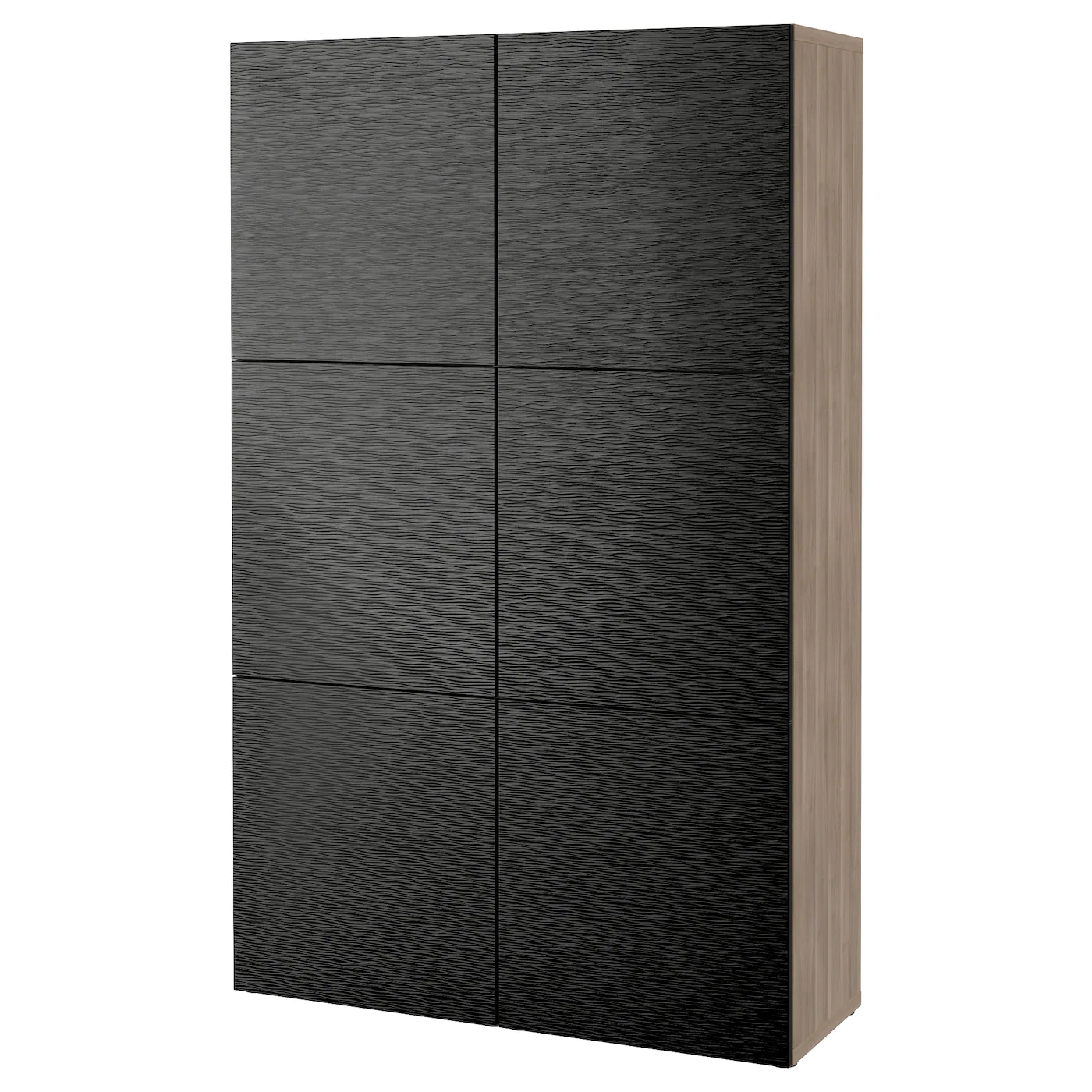 IKEA BESTÅ Storage Combination With Doors Walnut Effect Light Gray/Laxviken Black 47 1/4x16 1/2x76 " Blackbrown/hedeviken Oak Veneer