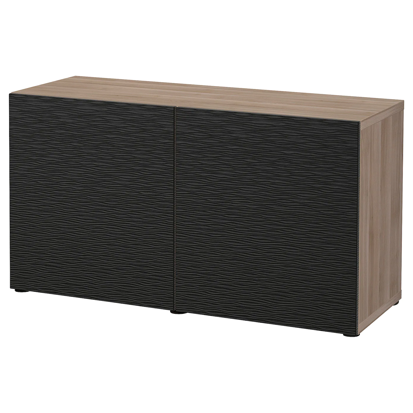 IKEA BESTÅ Storage Combination With Doors Walnut Effect Light Gray/Laxviken Black 47 1/4x16 1/2x25 5/8 " Blackbrown/lappviken Blackbrown