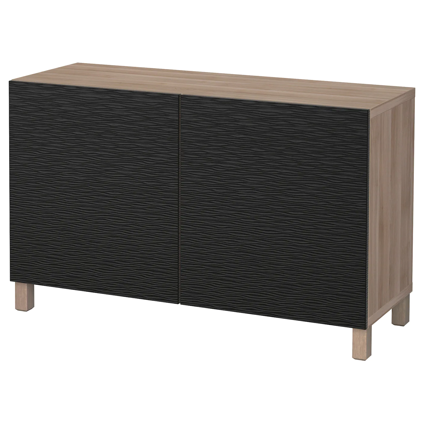 IKEA BESTÅ Storage Combination With Doors Walnut Effect Light Gray/Laxviken/Stubbarp Black 47 1/4x16 1/2x29 1/8 " Blackbrown Kallviken/stubbarp/dark Gray Concrete Effect