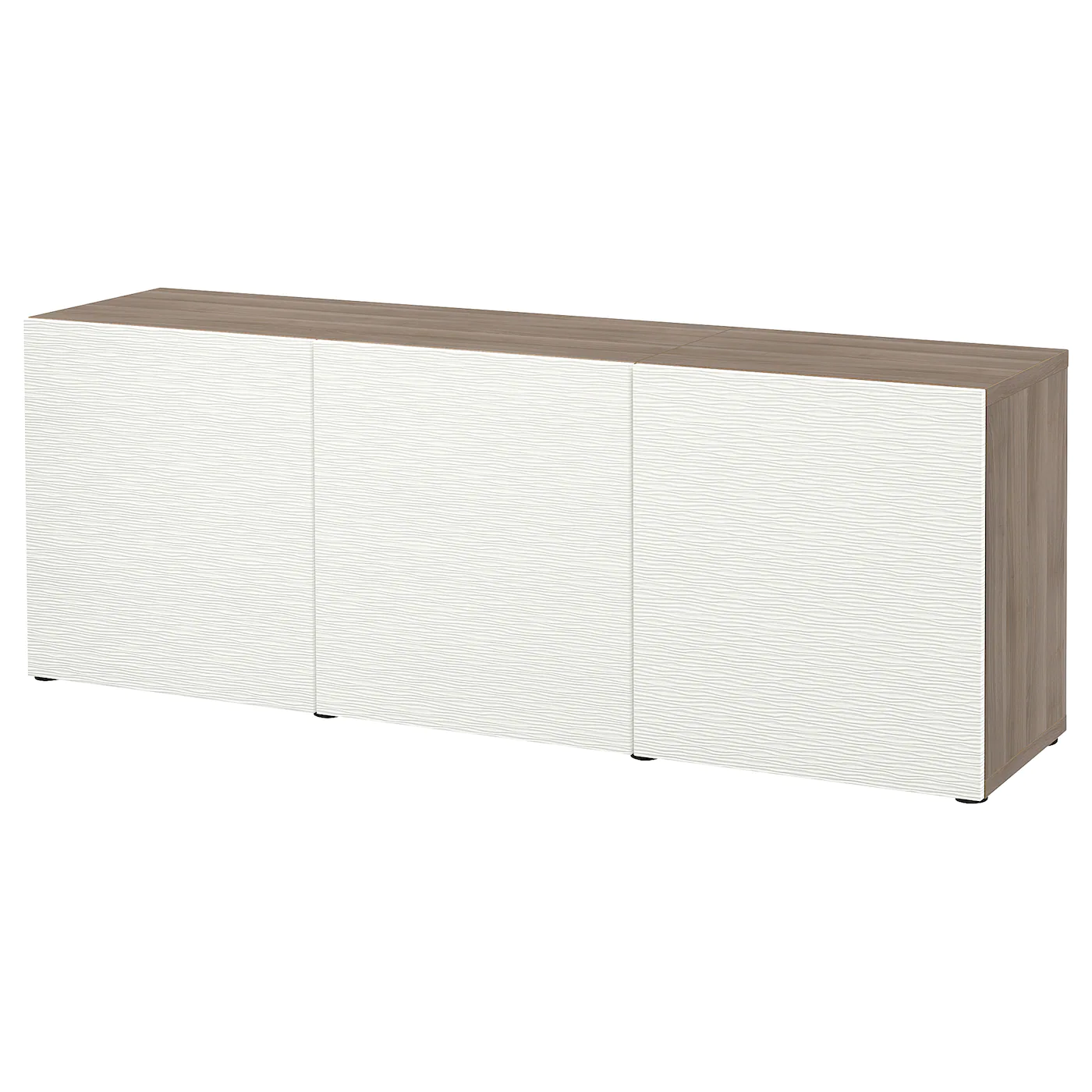 IKEA BESTÅ Storage Combination With Doors Walnut Effect Light Gray/Laxviken White 70 7/8x16 1/2x25 5/8 " Blackbrown Björköviken/stubbarp/brown Stained Oak Veneer