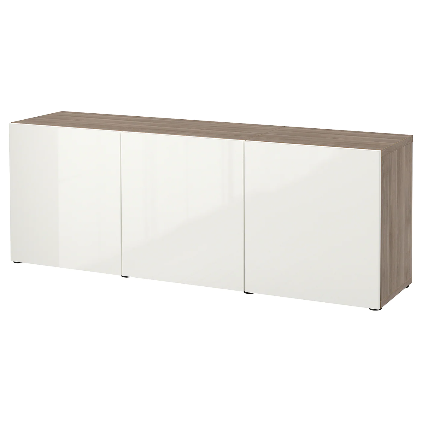 IKEA BESTÅ Storage Combination With Doors Walnut Effect Light Gray/Selsviken Highgloss/white 70 7/8x16 1/2x25 5/8 " Blackbrown Hedeviken/mejarp/dark Brown Stained Oak Veneer