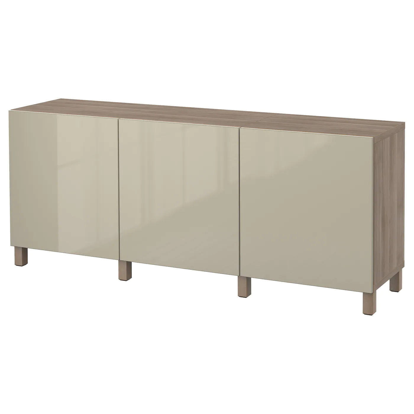 IKEA BESTÅ Storage Combination With Doors Walnut Effect Light Gray/Selsviken/Stubbarp Highgloss/beige 70 7/8x16 1/2x29 1/8 " Blackbrown Kallviken/stubbarp/dark Gray Concrete Effect