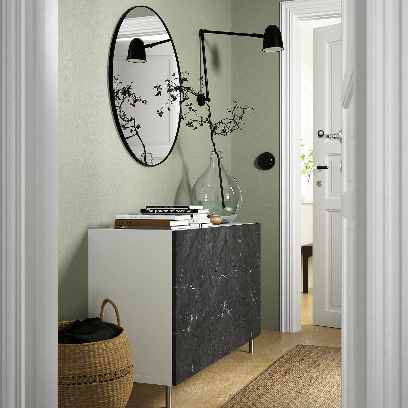 IKEA BESTÅ Storage Combination With Doors White Bergsviken/Ösarp/black Marble Effect 47 1/4x16 1/2x29 1/8 " Blackbrown Selsviken/stubbarp/high Gloss Dark Olivegreen 5 IKEA BESTÅ Storage Combination With Doors White Bergsviken/Ösarp/black Marble Effect 47 1/4x16 1/2x29 1/8 " Blackbrown Selsviken/stubbarp/high Gloss Dark Olivegreen - Image 3
