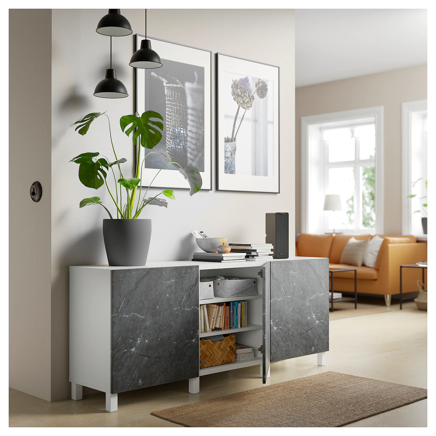 IKEA BESTÅ Storage Combination With Doors White Bergsviken/Stubbarp/black Marble Effect 70 7/8x16 1/2x29 1/8 " Blackbrown Kallviken/dark Gray Concrete Effect 8 IKEA BESTÅ Storage Combination With Doors White Bergsviken/Stubbarp/black Marble Effect 70 7/8x16 1/2x29 1/8 " Blackbrown Kallviken/dark Gray Concrete Effect - Image 6