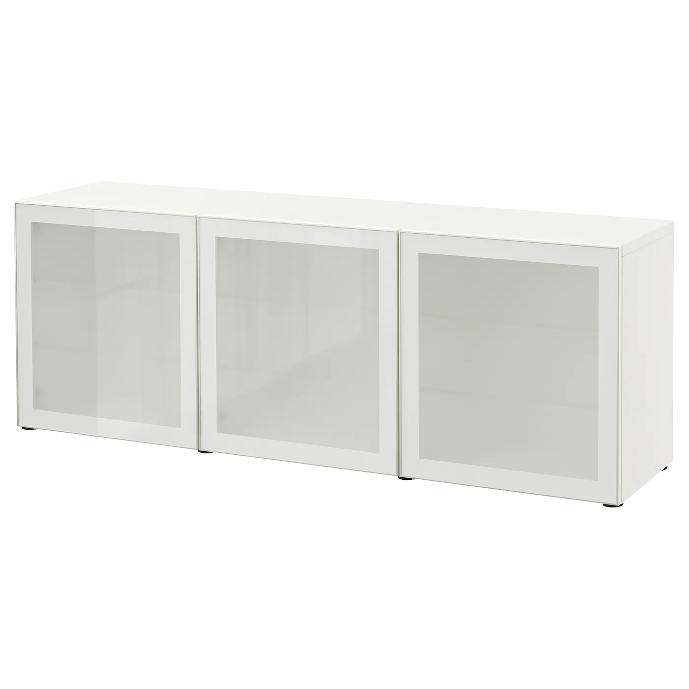 IKEA BESTÅ Storage Combination With Doors White/Glassvik White Frosted Glass 70 7/8x16 1/2x25 5/8 " Blackbrown/hanviken Blackbrown