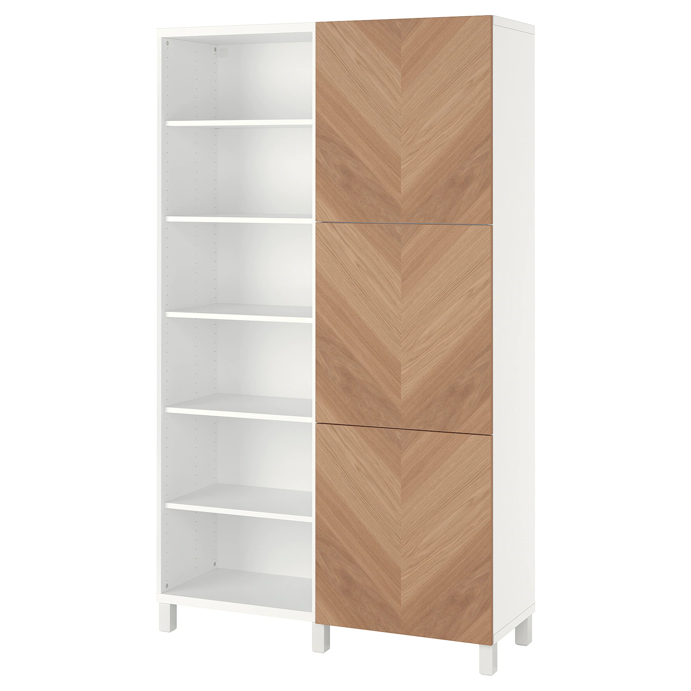 IKEA BESTÅ Storage Combination With Doors White/Hedeviken Oak Veneer 47 1/4x16 1/2x79 1/2 " Blackbrown/lappviken/stubbarp Blackbrown