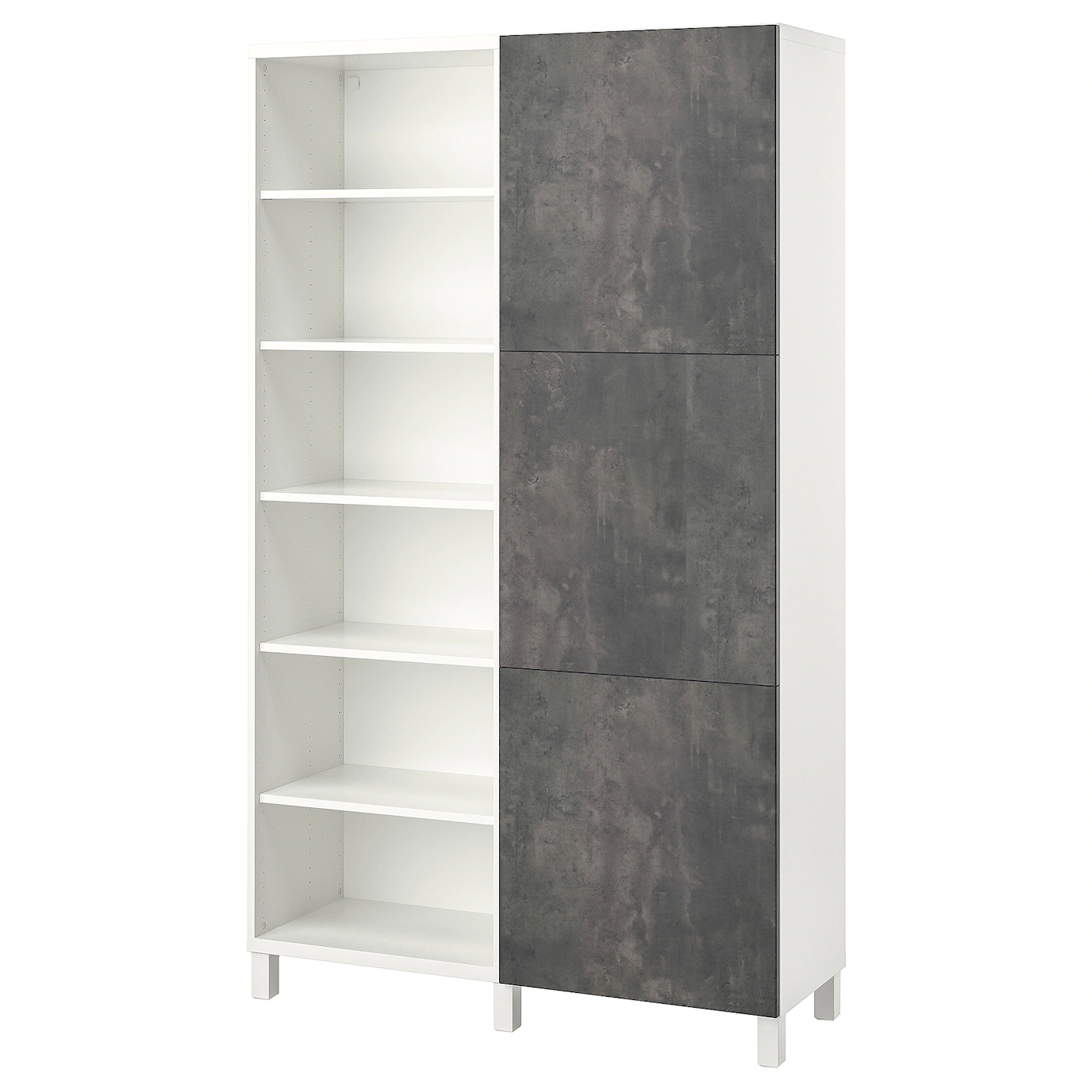 IKEA BESTÅ Storage Combination With Doors White/Kallviken/Stubbarp Concrete Effect 47 1/4x16 1/2x79 1/2 " White Bergsviken/beige Marble Effect