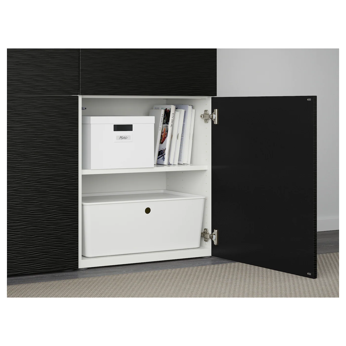 IKEA BESTÅ Storage Combination With Doors White/Laxviken Black 47 1/4x16 1/2x76 " Blackbrown Hedeviken/dark Brown Stained Oak Veneer 9 IKEA BESTÅ Storage Combination With Doors White/Laxviken Black 47 1/4x16 1/2x76 " Blackbrown Hedeviken/dark Brown Stained Oak Veneer - Image 7