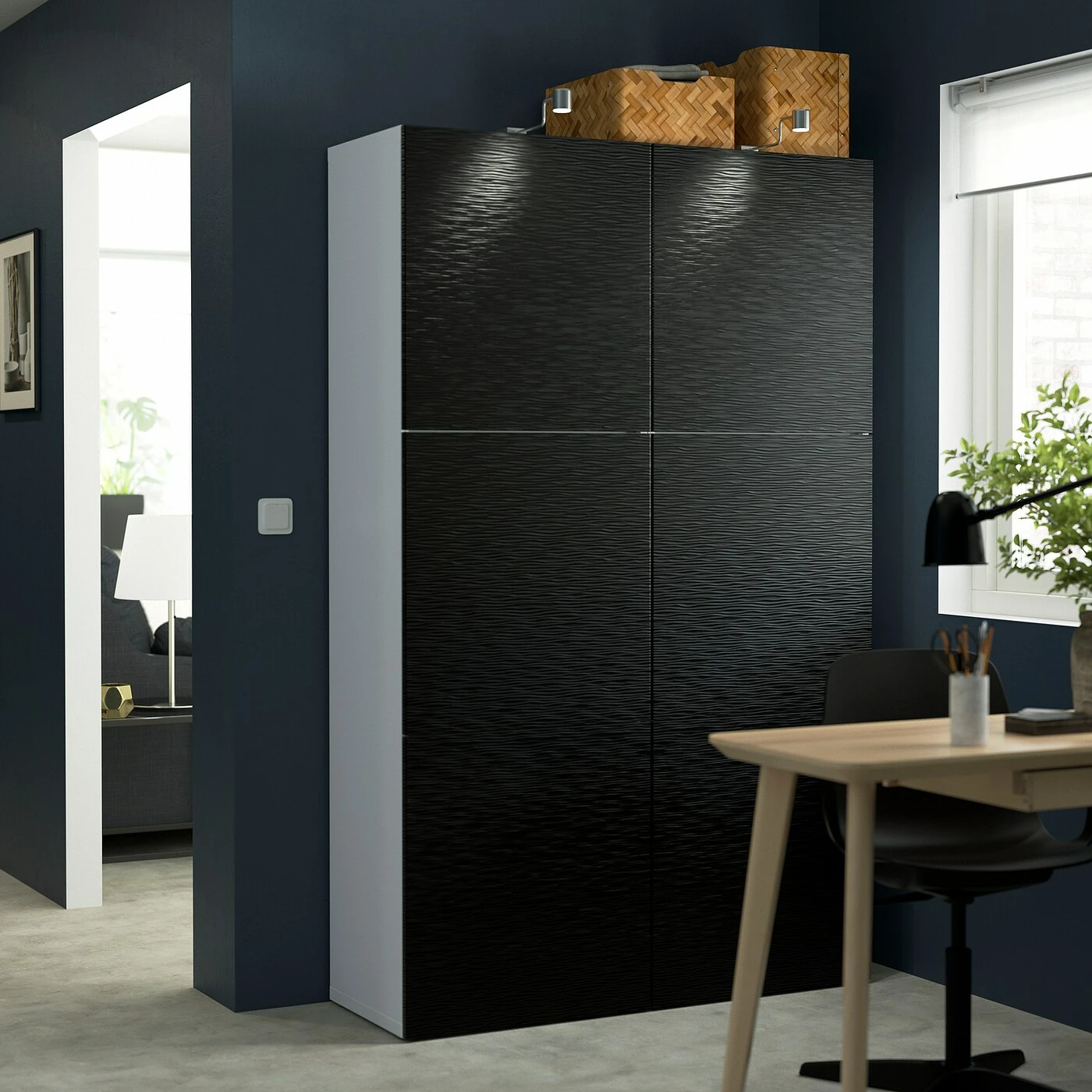 IKEA BESTÅ Storage Combination With Doors White/Laxviken Black 47 1/4x16 1/2x76 " Blackbrown Hedeviken/dark Brown Stained Oak Veneer 5 IKEA BESTÅ Storage Combination With Doors White/Laxviken Black 47 1/4x16 1/2x76 " Blackbrown Hedeviken/dark Brown Stained Oak Veneer - Image 3