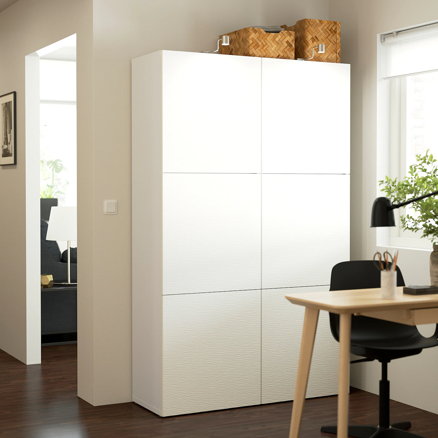 IKEA BESTÅ Storage Combination With Doors White/Laxviken White 47 1/4x16 1/2x76 " Blackbrown Hedeviken/dark Brown Stained Oak Veneer 5 IKEA BESTÅ Storage Combination With Doors White/Laxviken White 47 1/4x16 1/2x76 " Blackbrown Hedeviken/dark Brown Stained Oak Veneer - Image 3