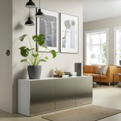 IKEA BESTÅ Storage Combination With Doors White/Riksviken Light Bronze Effect 70 7/8x16 1/2x25 5/8 " Blackbrown Hedeviken/stubbarp/dark Brown Stained Oak Veneer -Ikea Storage solution systems Sales besta storage combination with doors white riksviken light bronze effect 0996159 pe822095 s5