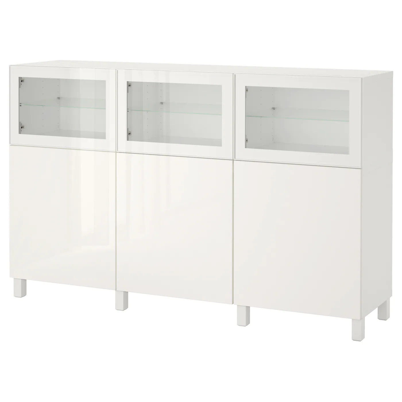 IKEA BESTÅ Storage Combination With Doors White Selsviken/Glassvik High Gloss/white Clear Glass 70 7/8x16 1/2x44 1/8 " Blackbrown Laxviken/black Clear Glass