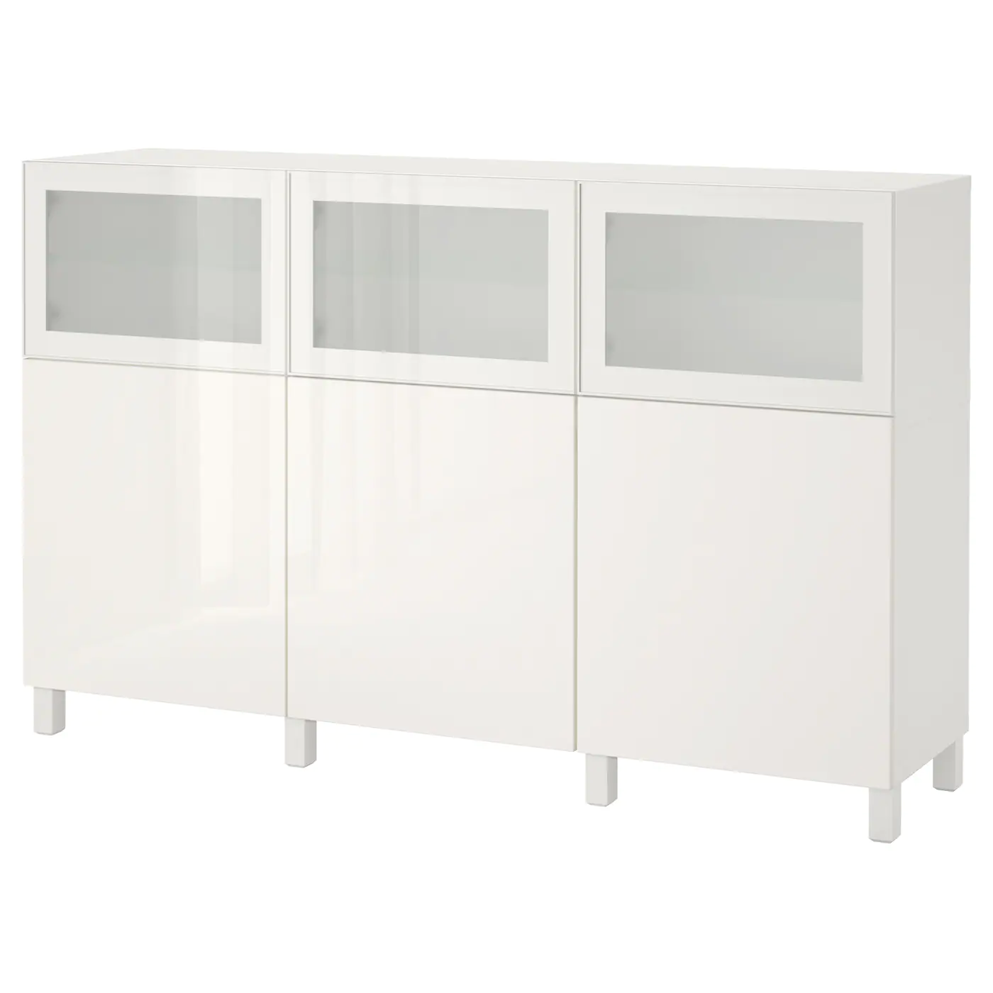 IKEA BESTÅ Storage Combination With Doors White Selsviken/Glassvik Highgloss/white Frosted Glass 70 7/8x16 1/2x44 1/8 " Blackbrown Lappviken/sindvik Blackbrown Clear Glass
