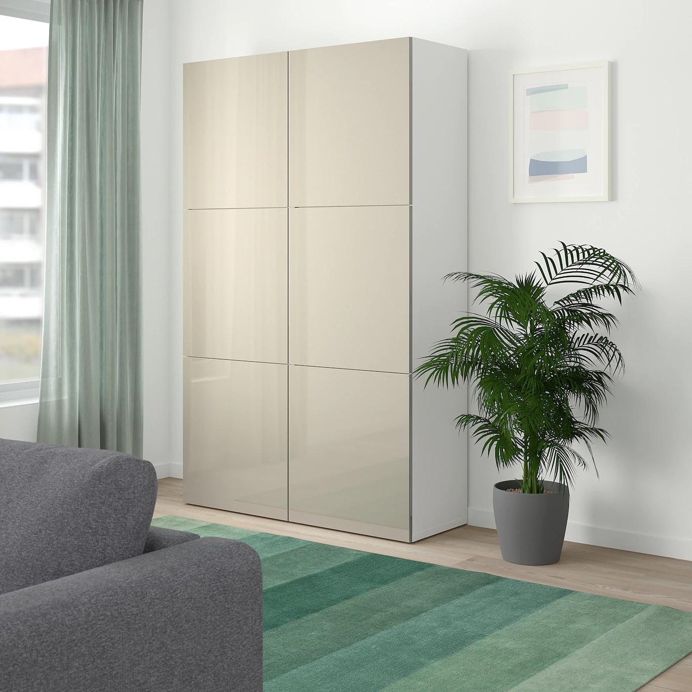 IKEA BESTÅ Storage Combination With Doors White/Selsviken Highgloss/beige 47 1/4x16 1/2x76 " Blackbrown Kallviken/dark Gray Concrete Effect 8 IKEA BESTÅ Storage Combination With Doors White/Selsviken Highgloss/beige 47 1/4x16 1/2x76 " Blackbrown Kallviken/dark Gray Concrete Effect - Image 6