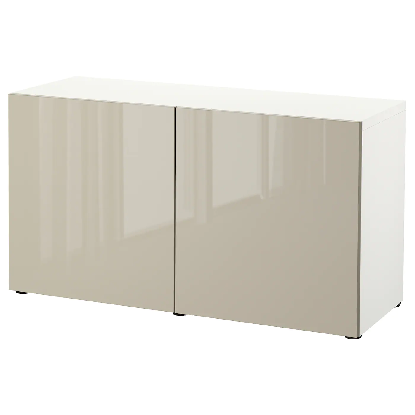 IKEA BESTÅ Storage Combination With Doors White/Selsviken Highgloss/beige 47 1/4x16 1/2x25 5/8 " Blackbrown/laxviken Black