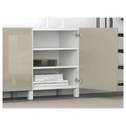 IKEA BESTÅ Storage Combination With Doors White/Selsviken/Stubbarp Highgloss/beige 70 7/8x16 1/2x29 1/8 " Blackbrown Kallviken/stubbarp/dark Gray Concrete Effect -Ikea Storage solution systems Sales besta storage combination with doors white selsviken stubbarp high gloss beige 0427744 pe583054 s5