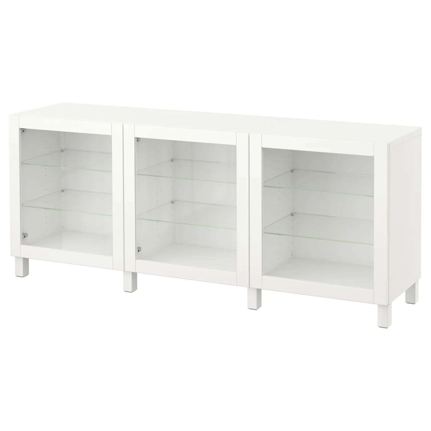 IKEA BESTÅ Storage Combination With Doors White/Sindvik/Stubbarp White Clear Glass 70 7/8x16 1/2x29 1/8 " Blackbrown/laxviken/stubbarp Black