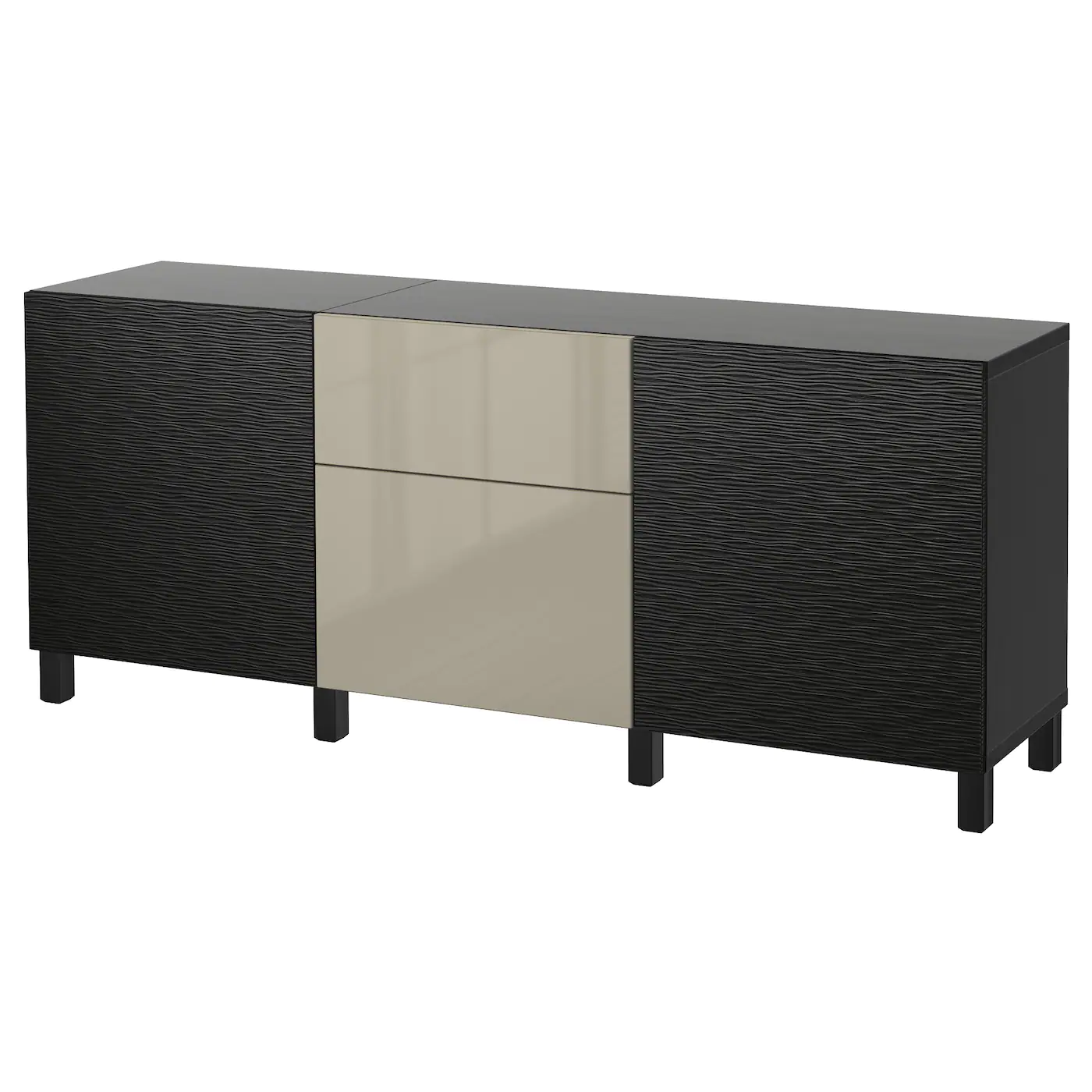 IKEA BESTÅ Storage Combination With Drawers Laxviken Black/Selsviken Highgloss/beige 70 7/8x15 3/4x29 1/8 " Blackbrown/hanviken Blackbrown