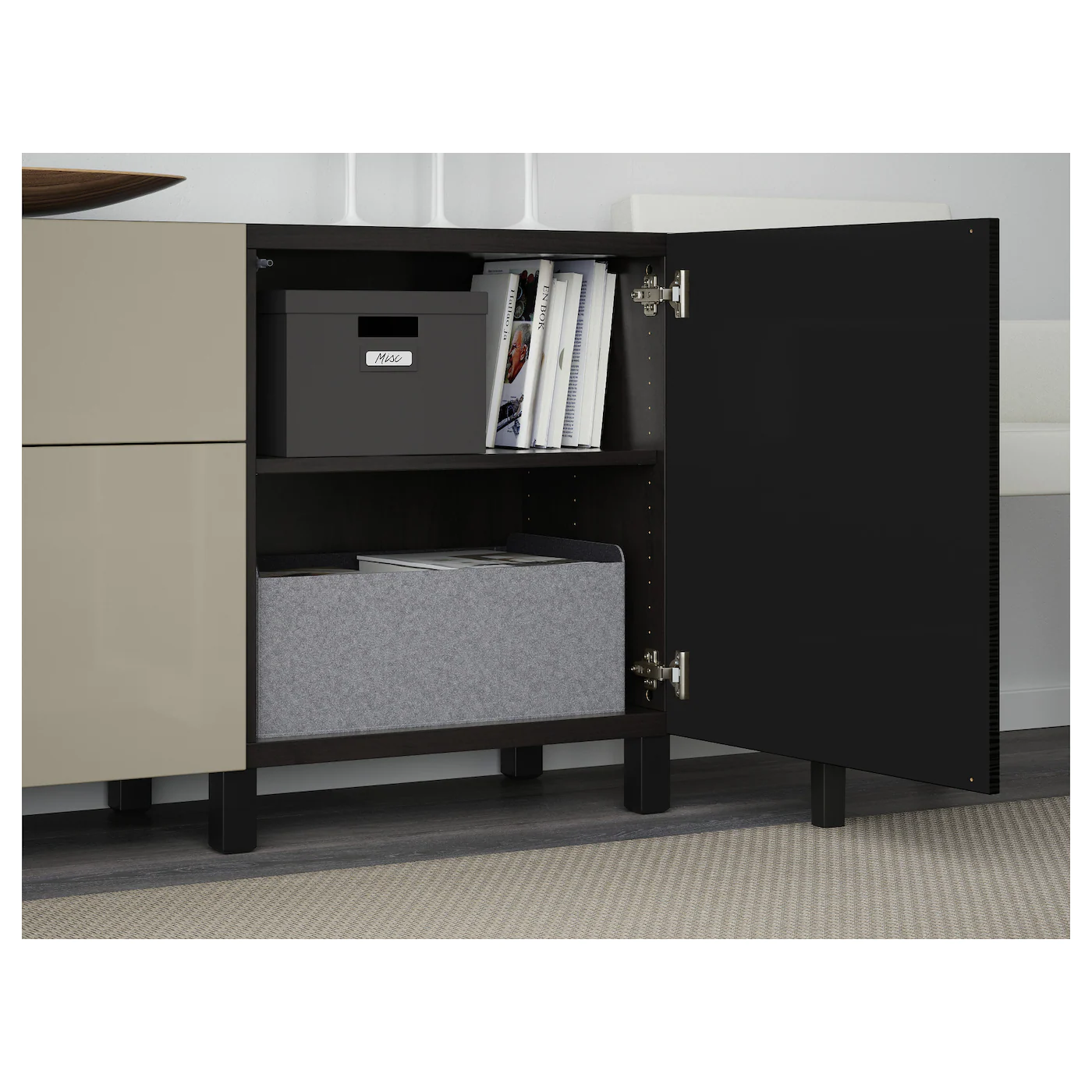 IKEA BESTÅ Storage Combination With Drawers Laxviken Black/Selsviken Highgloss/beige 70 7/8x15 3/4x29 1/8 " Blackbrown/hanviken Blackbrown 5 IKEA BESTÅ Storage Combination With Drawers Laxviken Black/Selsviken Highgloss/beige 70 7/8x15 3/4x29 1/8 " Blackbrown/hanviken Blackbrown - Image 3