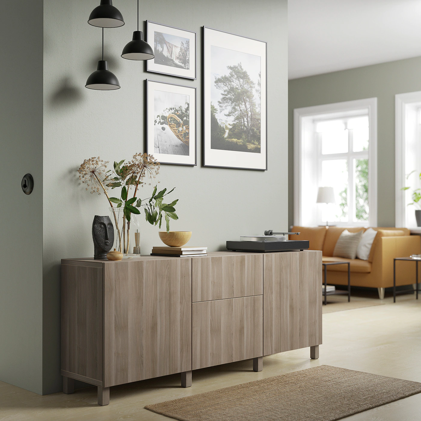 IKEA BESTÅ Storage Combination With Drawers Walnut Effect Light Gray/Lappviken/Stubbarp Walnut Effect Light Gray 70 7/8x16 1/2x29 1/8 " Blackbrown/hedeviken/stubbarp Oak Veneer 5 IKEA BESTÅ Storage Combination With Drawers Walnut Effect Light Gray/Lappviken/Stubbarp Walnut Effect Light Gray 70 7/8x16 1/2x29 1/8 " Blackbrown/hedeviken/stubbarp Oak Veneer - Image 3