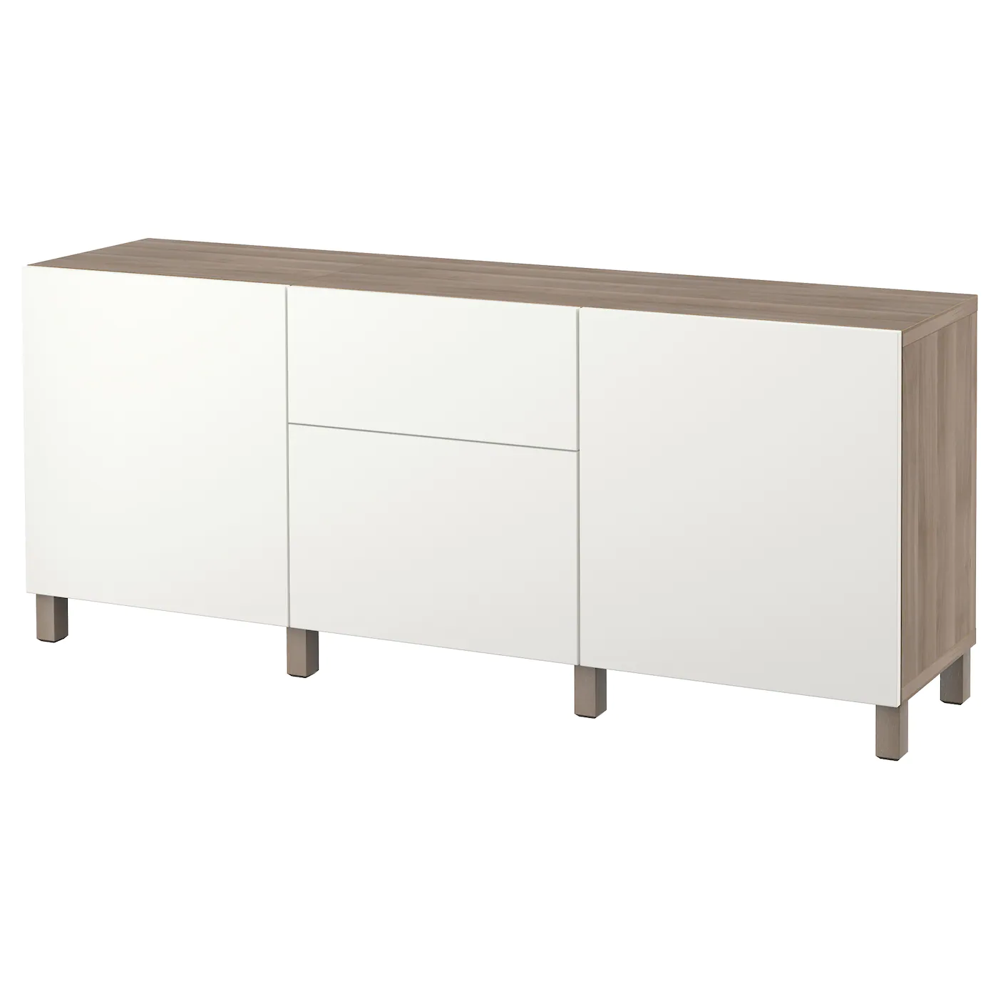 IKEA BESTÅ Storage Combination With Drawers Walnut Effect Light Gray/Lappviken White 70 7/8x15 3/4x29 1/8 " Blackbrown Lappviken/sindvik/stubbarp Blackbrown Clear Glass