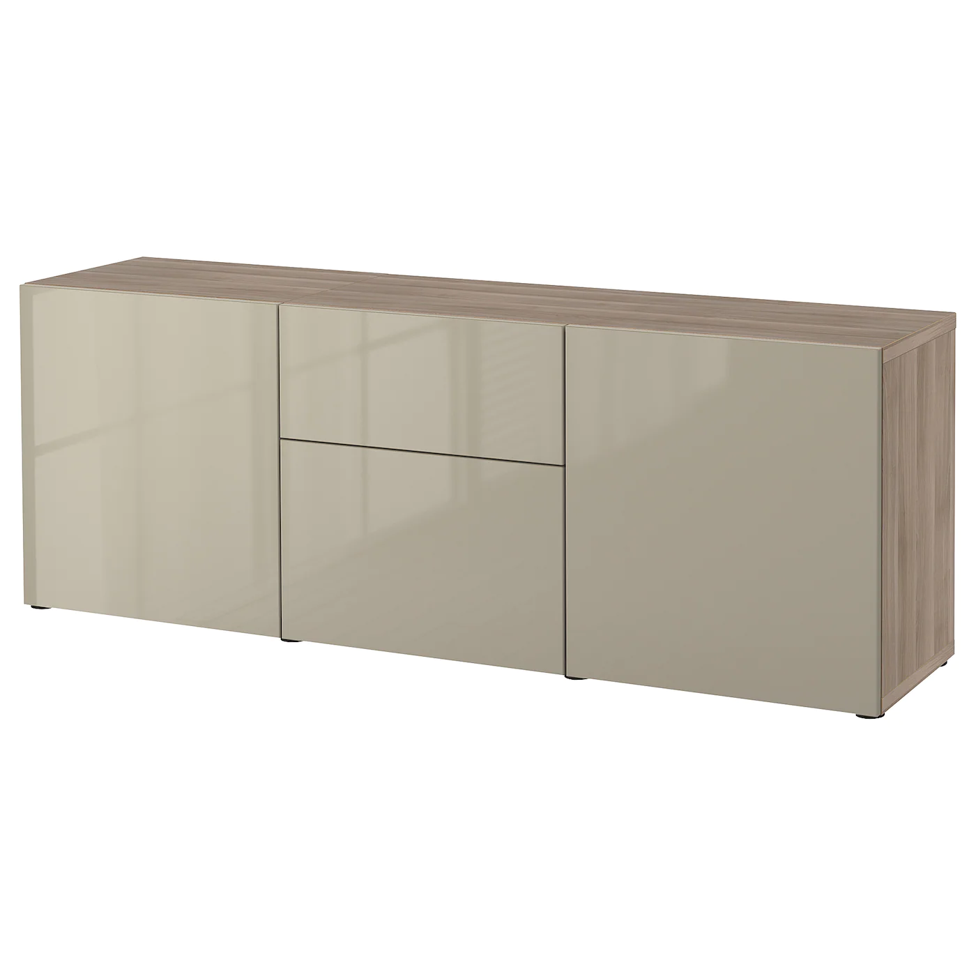 IKEA BESTÅ Storage Combination With Drawers Walnut Effect Light Gray/Selsviken Highgloss/beige 70 7/8x16 1/2x25 5/8 " Blackbrown Lappviken/sindvik Blackbrown Clear Glass
