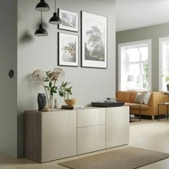 IKEA BESTÅ Storage Combination With Drawers Walnut Effect Light Gray/Selsviken Highgloss/beige 70 7/8x16 1/2x25 5/8 " Blackbrown/hedeviken/stubbarp Oak Veneer -Ikea Storage solution systems Sales besta storage combination with drawers walnut effect light gray selsviken high gloss beige 0993909 pe821194 s5