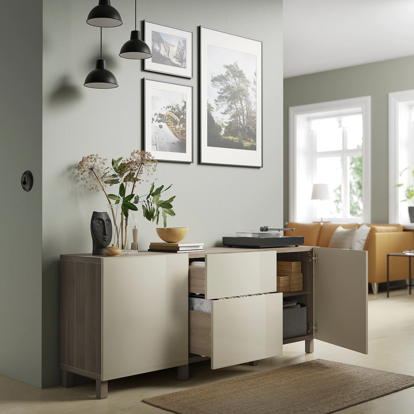 IKEA BESTÅ Storage Combination With Drawers Walnut Effect Light Gray/Selsviken/Stubbarp Highgloss/beige 70 7/8x16 1/2x29 1/8 " Blackbrown/hanviken/stubbarp Blackbrown 5 IKEA BESTÅ Storage Combination With Drawers Walnut Effect Light Gray/Selsviken/Stubbarp Highgloss/beige 70 7/8x16 1/2x29 1/8 " Blackbrown/hanviken/stubbarp Blackbrown - Image 3