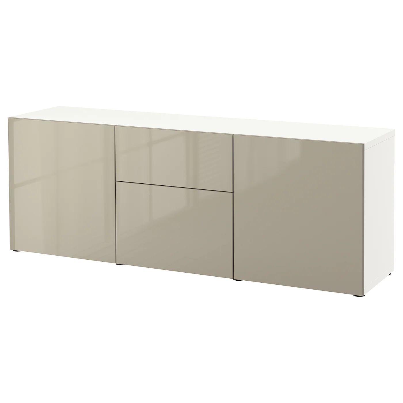 IKEA BESTÅ Storage Combination With Drawers White/Selsviken Highgloss/beige 70 7/8x16 1/2x25 5/8 " Blackbrown Lappviken/sindvik Blackbrown Clear Glass