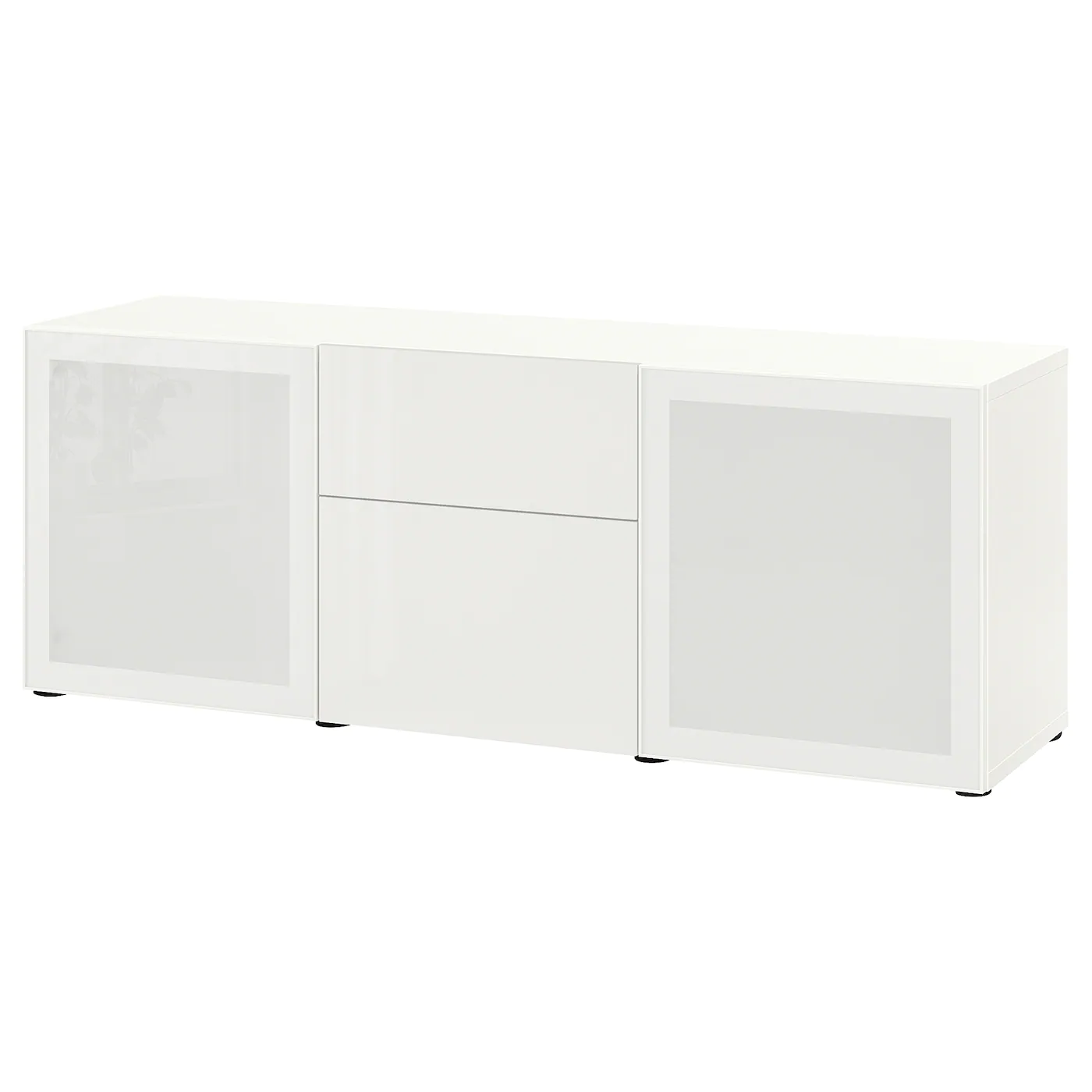 IKEA BESTÅ Storage Combination With Drawers White/Selsviken Highgloss/white Frosted Glass 70 7/8x16 1/2x25 5/8 " Blackbrown Lappviken/sindvik/stubbarp Blackbrown Clear Glass