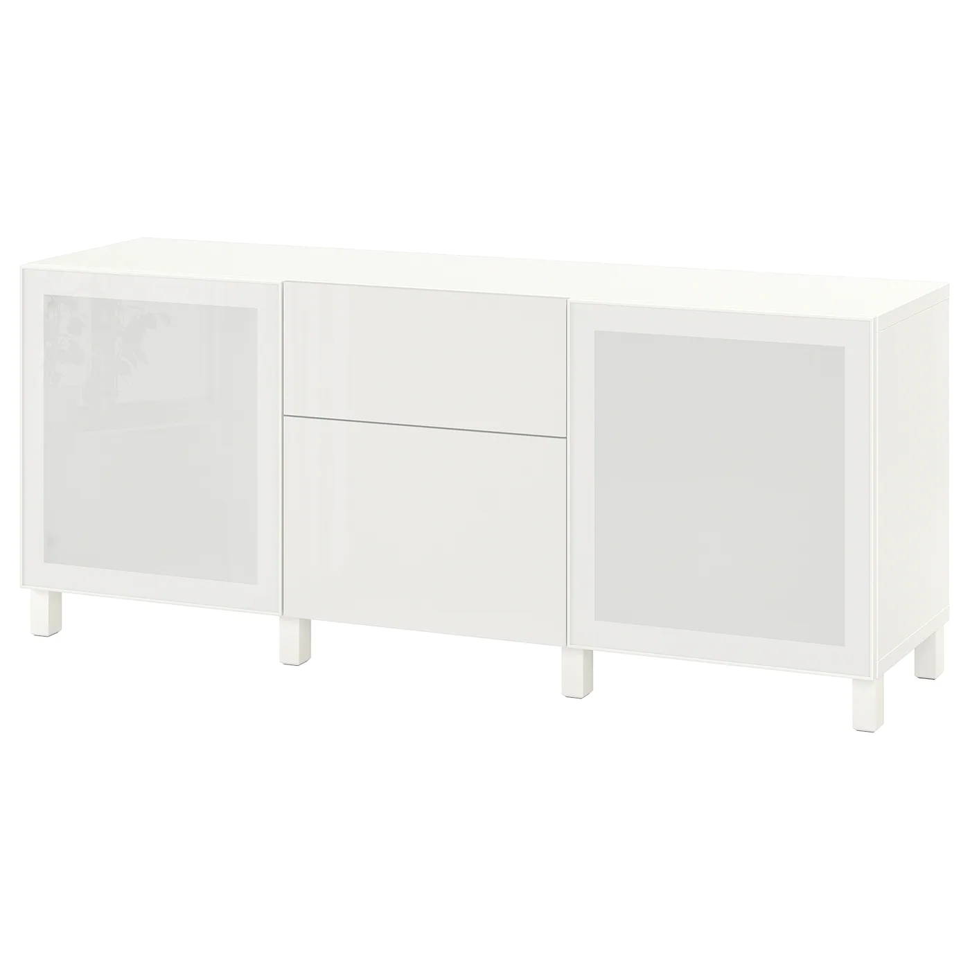 IKEA BESTÅ Storage Combination With Drawers White/Selsviken/Stubbarp Highgloss/white Frosted Glass 70 7/8x16 1/2x29 1/8 " Blackbrown/lappviken Blackbrown