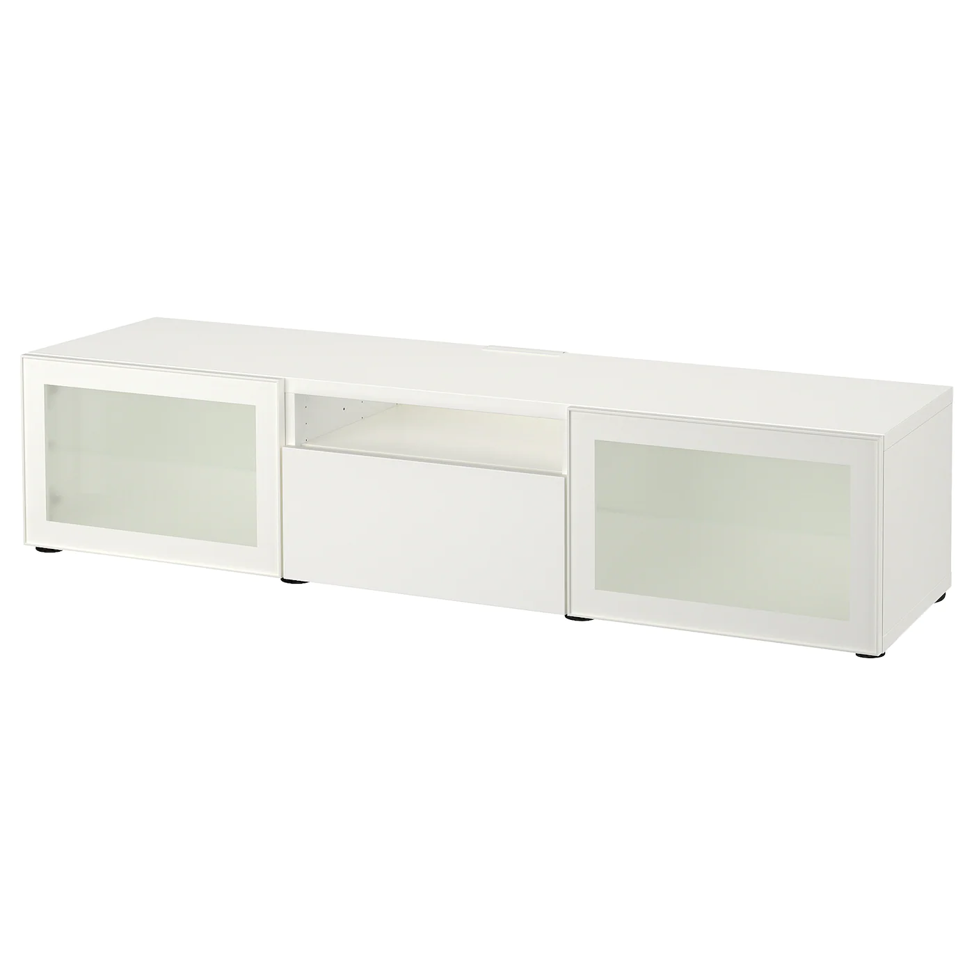 IKEA BESTÅ TV Bench White/Selsviken Highgloss/white Frosted Glass 70 7/8x16 1/2x15 3/8 " Blackbrown/selsviken High Gloss/black Smoked Glass