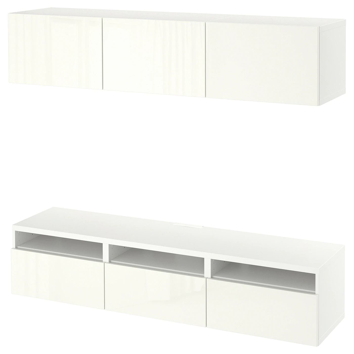 IKEA BESTÅ TV Bench White/Selsviken Highgloss/white 70 7/8x16 1/2x72 7/8 "