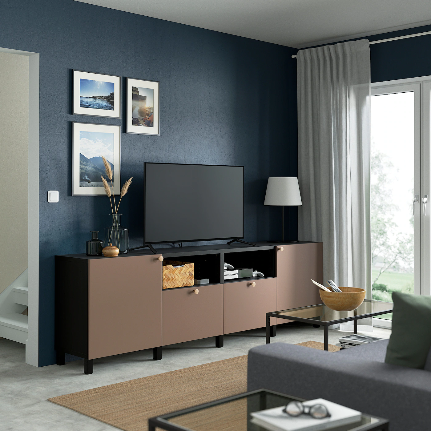 IKEA BESTÅ TV Bench With Doors And Drawers Blackbrown/Lappviken/Stubbarp Light Graybrown 94 1/2x16 1/2x29 1/8 " 5 IKEA BESTÅ TV Bench With Doors And Drawers Blackbrown/Lappviken/Stubbarp Light Graybrown 94 1/2x16 1/2x29 1/8 " - Image 3