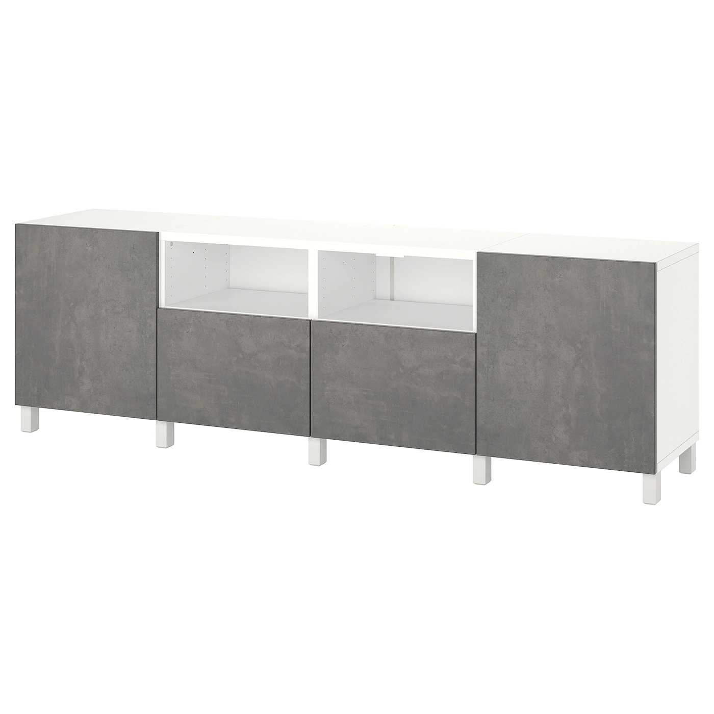 IKEA BESTÅ TV Bench With Doors And Drawers White/Kallviken/Stubbarp Dark Gray 94 1/2x16 1/2x29 1/8 " Walnut Effect Light Gray/lappviken/stubbarp Walnut Effect Light Gray