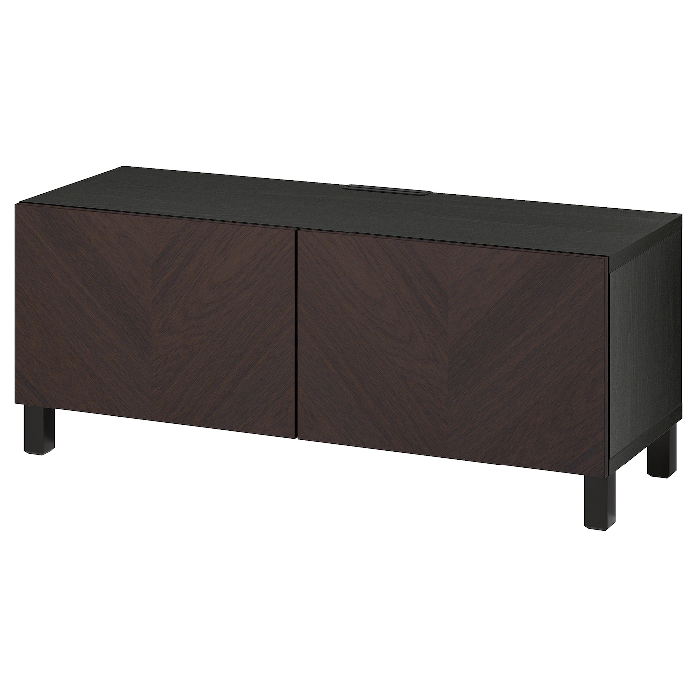 IKEA BESTÅ TV Bench With Doors Blackbrown Hedeviken/Stubbarp/dark Brown Stained Oak Veneer 47 1/4x16 1/2x18 7/8 "