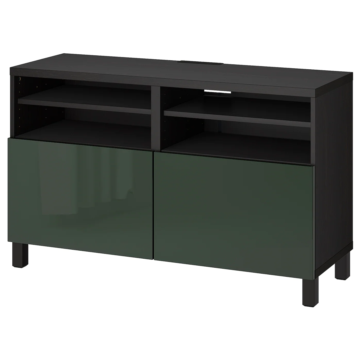 IKEA BESTÅ TV Bench With Doors Blackbrown/Selsviken/Stubbarp Dark Olivegreen 47 1/4x16 1/2x29 1/8 " Blackbrown Kallviken/stubbarp/dark Gray Concrete Effect