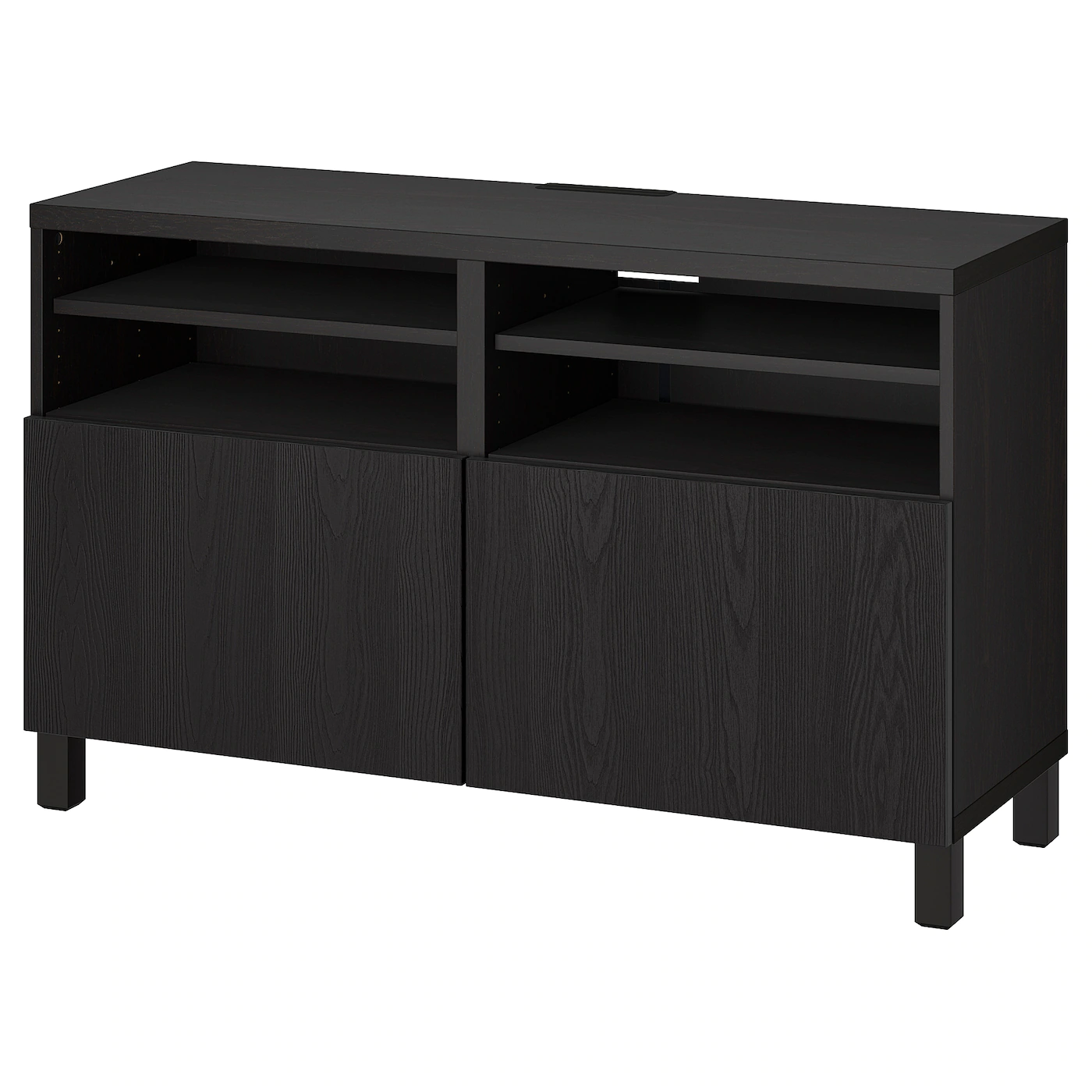 IKEA BESTÅ TV Bench With Doors Blackbrown/Timmerviken/Stubbarp Black 47 1/4x16 1/2x29 1/8 " Blackbrown Björköviken/stubbarp/brown Stained Oak Veneer