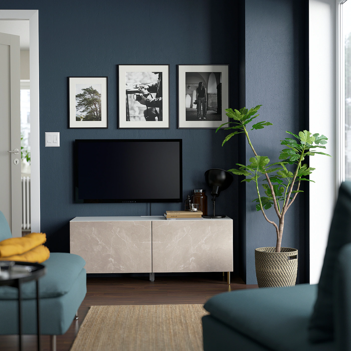 IKEA BESTÅ TV Bench With Doors White/Bergsviken/Ösarp Beige 47 1/4x16 1/2x18 7/8 " Blackbrown/lappviken/stubbarp Light Graybrown 5 IKEA BESTÅ TV Bench With Doors White/Bergsviken/Ösarp Beige 47 1/4x16 1/2x18 7/8 " Blackbrown/lappviken/stubbarp Light Graybrown - Image 3