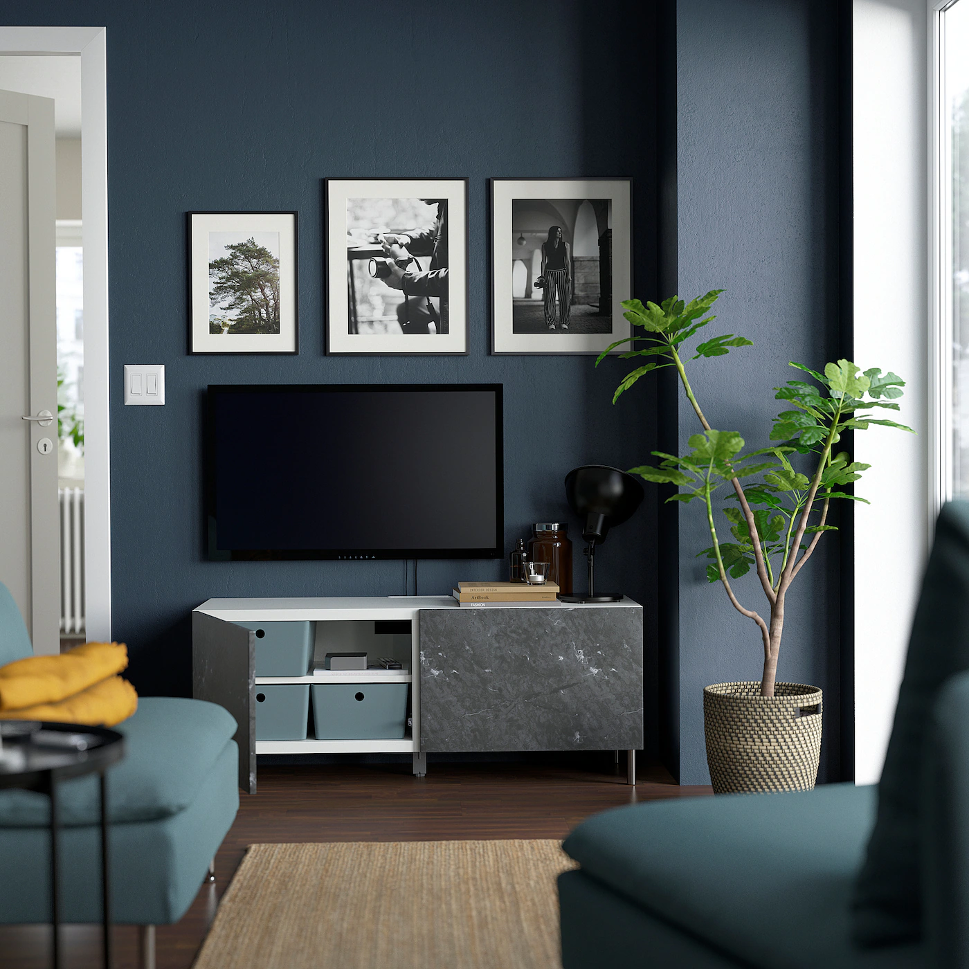 IKEA BESTÅ TV Bench With Doors White Bergsviken/Ösarp/black 47 1/4x16 1/2x18 7/8 " Blackbrown/hanviken/stubbarp Blackbrown 5 IKEA BESTÅ TV Bench With Doors White Bergsviken/Ösarp/black 47 1/4x16 1/2x18 7/8 " Blackbrown/hanviken/stubbarp Blackbrown - Image 3