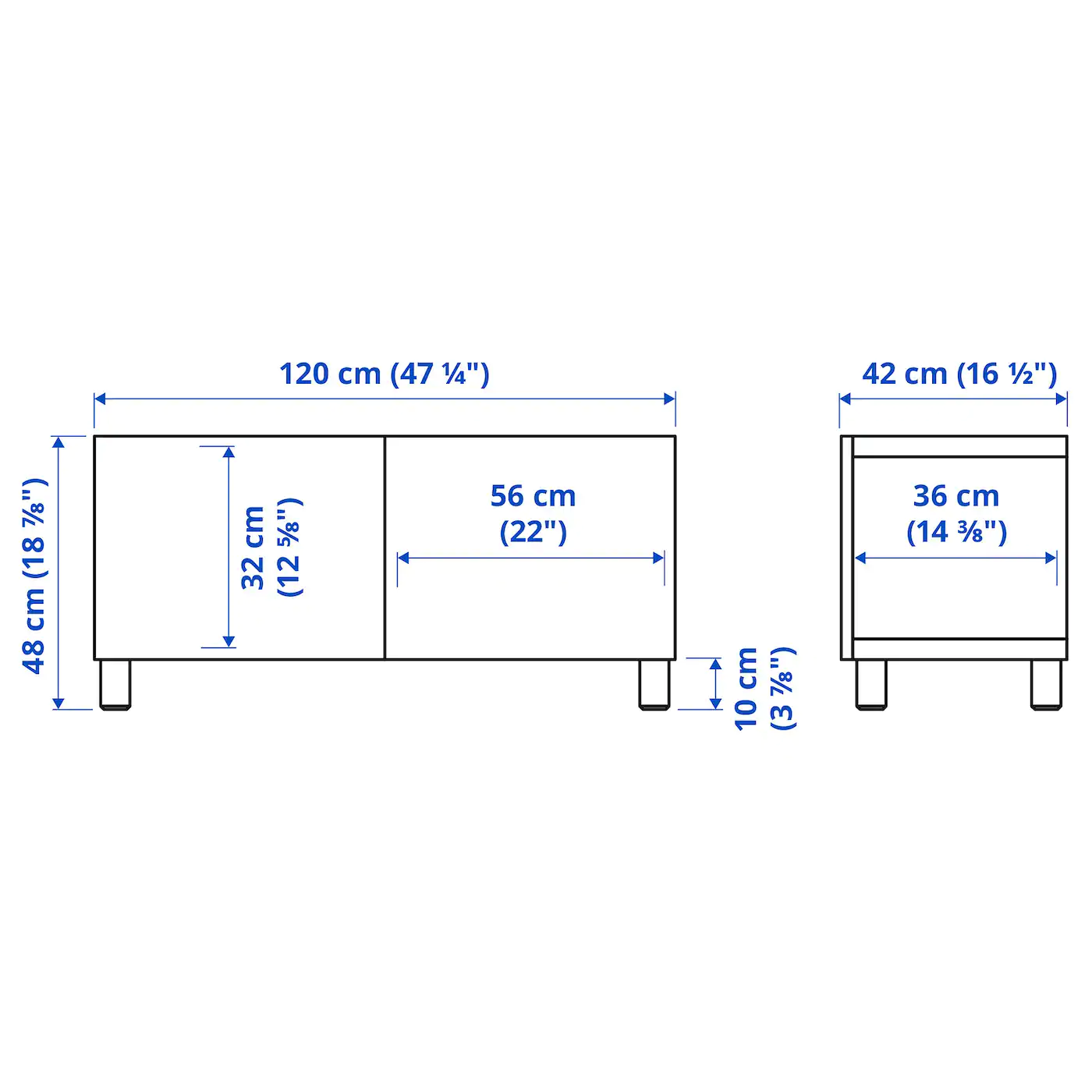 IKEA BESTÅ TV Bench With Doors White Hanviken/Stubbarp/white 47 1/4x16 1/2x18 7/8 " Blackbrown/kallviken/stubbarp Dark Gray 8 IKEA BESTÅ TV Bench With Doors White Hanviken/Stubbarp/white 47 1/4x16 1/2x18 7/8 " Blackbrown/kallviken/stubbarp Dark Gray - Image 6