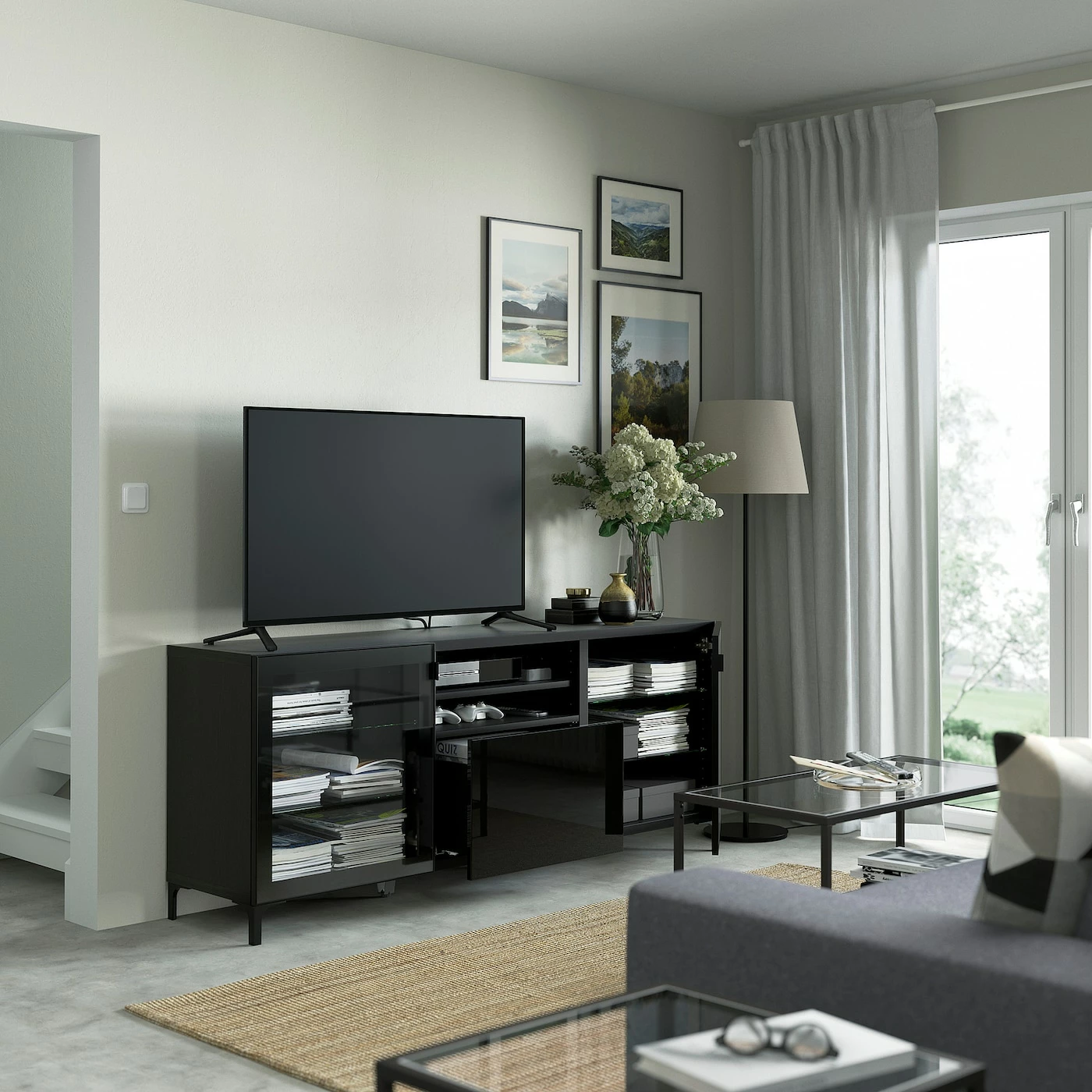 IKEA BESTÅ TV Bench With Drawers Blackbrown Glassvik/Selsviken/Nannarp Black 70 7/8x16 1/2x29 1/8 " 4 IKEA BESTÅ TV Bench With Drawers Blackbrown Glassvik/Selsviken/Nannarp Black 70 7/8x16 1/2x29 1/8 " - Image 2